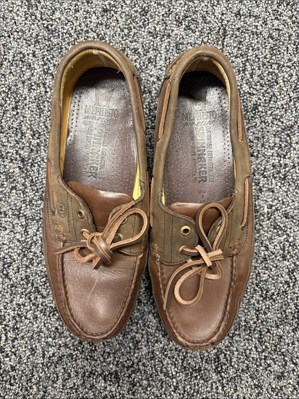 Mephisto Men's Brown Leather Lace-Up Boat Shoes